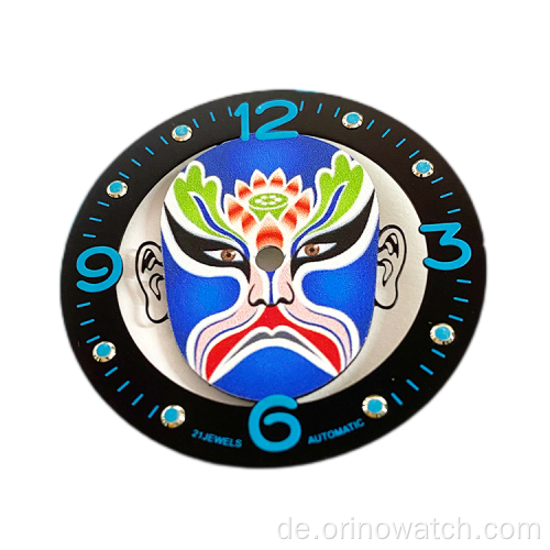 Chinesische Drama Maske 3D -Druckblau -Lumin -Zifferblatt